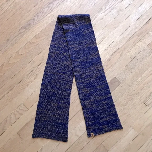 Timberland Knit Scarf Navy Blue Tan Unisex Acrylic Fall Winter Accessory Outdoor - Picture 3 of 8